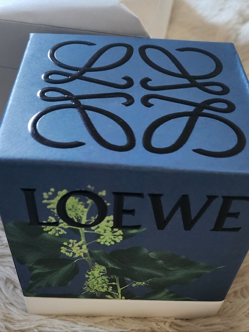 Loewe Scented Candle Blue Box with Green Botanical Motif